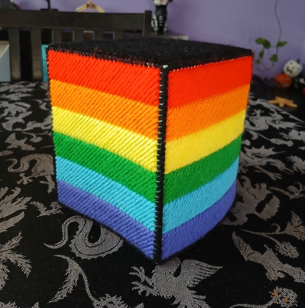 Rainbow tissue box topper